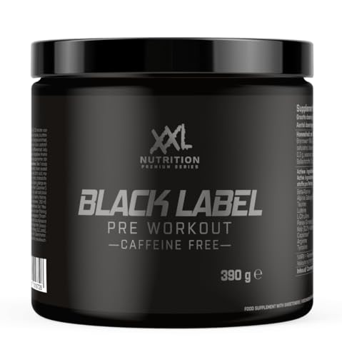 XXL Nutrition - Black Label Pre Workout Pulver - Orangenfrucht - Pre-Workout Booster Koffeinfrei - 390 Gramm