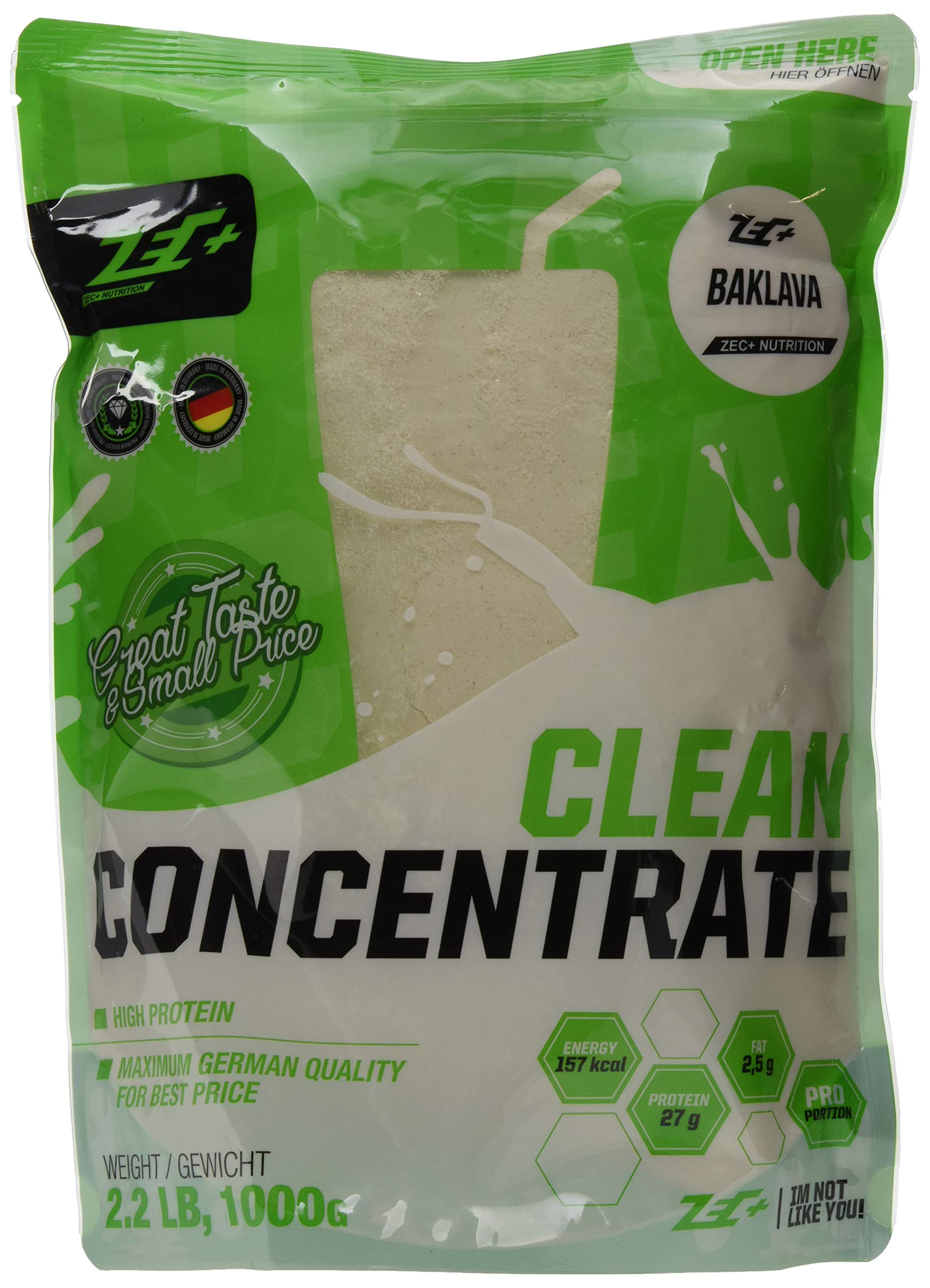 Zec+ Nutrition Clean Concentrate – 1000 g, Geschmack Baklava │ Molkenprotein Whey Pulver