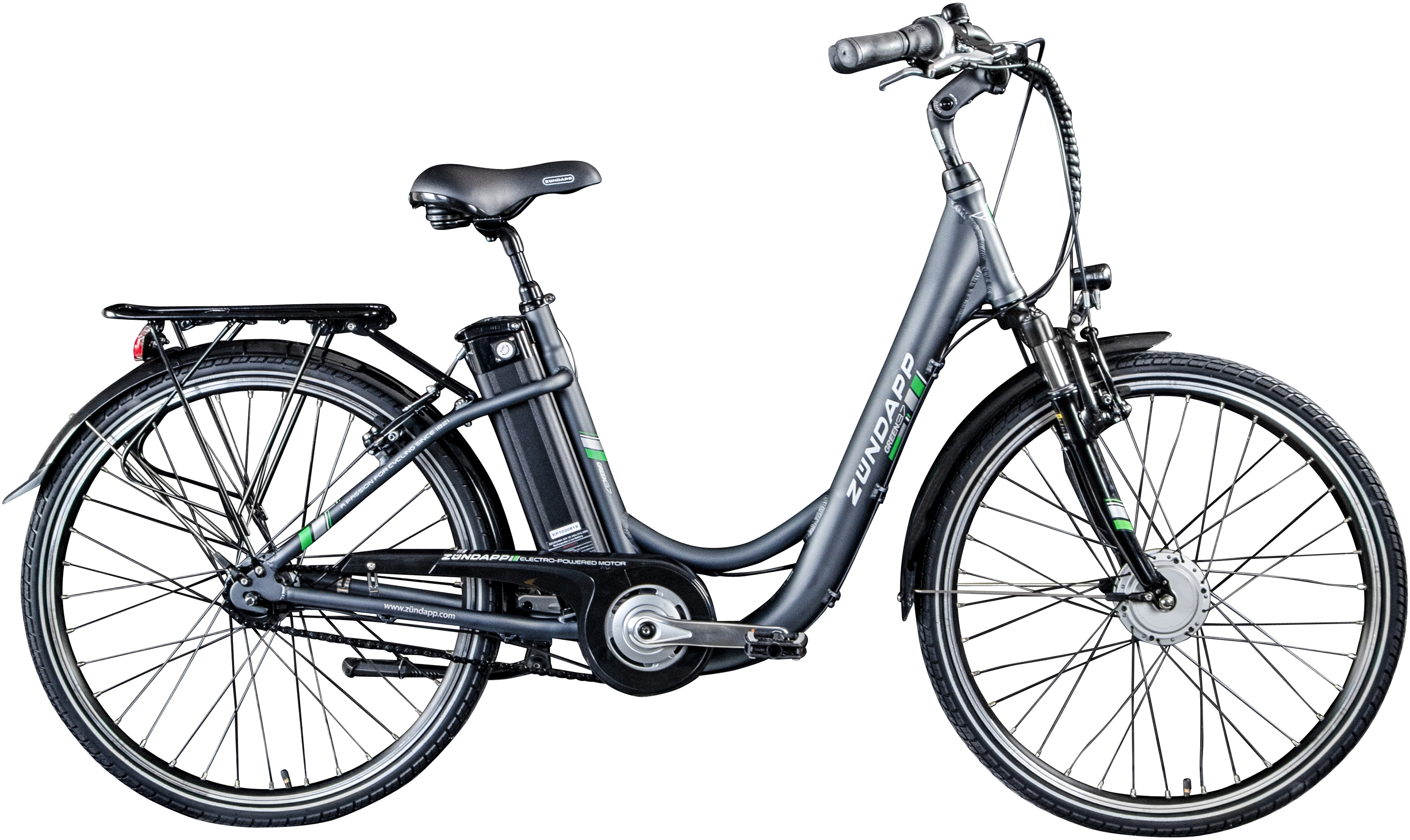 E Damenrad 26" E-Bike Pedelec Zündapp Green 3.7 Citybike Elektrofahrrad Fahrrad (anthrazit, 46 cm)