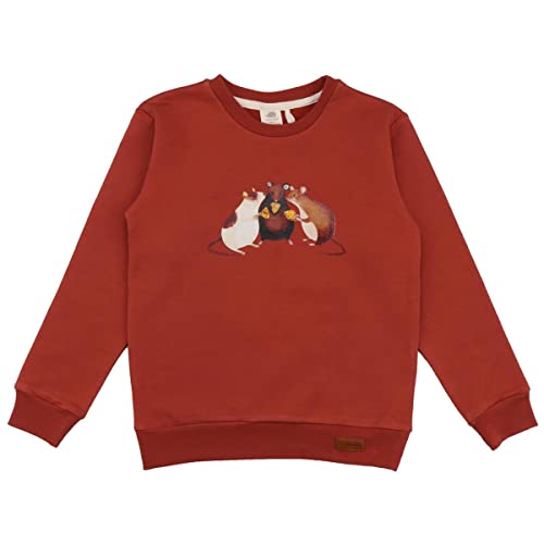 Walkiddy Bio Baumwolle Pullover-Sweatshirt aus kontrolliert biologischem Anbau, 104, Playful Mouses, Rot - Nachhaltig produzierte, hautsympathische, schadstofffreie Bio Babykleidung und Kinderkleidung