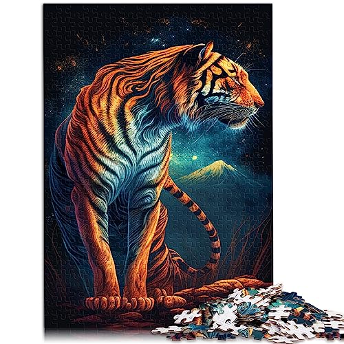EIN Tiger bei Nacht Puzzle 1000 Teile für Erwachsene Holzpuzzle Spielspielzeug für Erwachsene 50x75cm