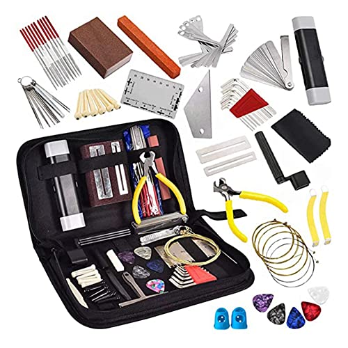QWAMBVZE 77 Teile Wartung Kit für Gitarre Reparatur Werkzeuge Set mit Tote Bag Akustische Gitarre, E-Gitarre, Saiteninstrumente