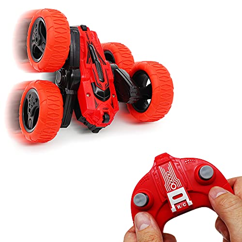 CMJ RC Cars 360 Spin Attack Stunt RC Car Electric Race Stunt Car, Double Sided 360° Rolling Rotation RC 4WD High Speed Off Road for 6 7 8-12 Year Old Boy Toys (Red)
