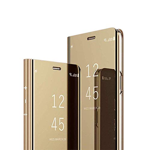 LEMAXELERS Schutzhülle für Samsung Galaxy A31, M] Gold Mirror PU