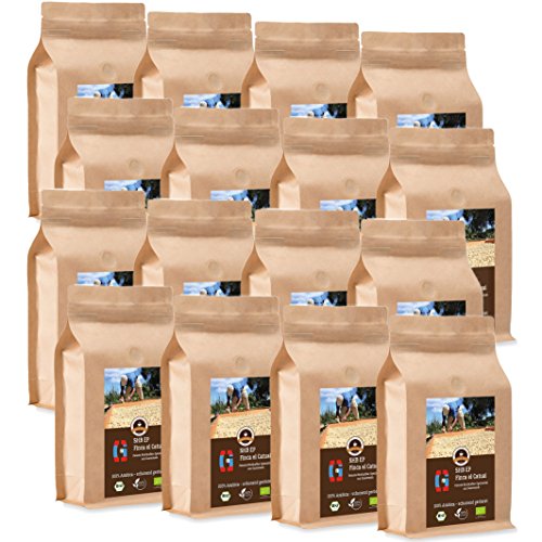 Kaffee Globetrotter - Bio Guatemala SHB EP Finca El Catuai - 16 x 1000 g Fein Gemahlen - für Kaffee-Vollautomat, Kaffeemühle - Röstkaffee aus biologischem Anbau | Gastropack Sparpack