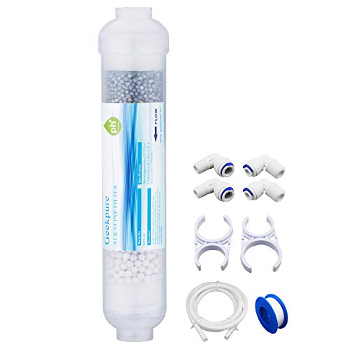 Geekpure 10 Zoll Inline 6 Stufe Alkalischer Wasserfilter Kit pH+ für Umkehrosmosesystem -1/4 Zoll Anschluss