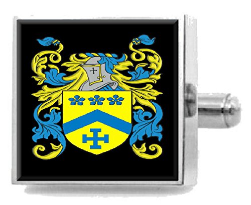 Watson Manschettenknöpfe Schottland Heraldik Wappen Sterling Silber Gravur Nachricht Box, Silber, ONE