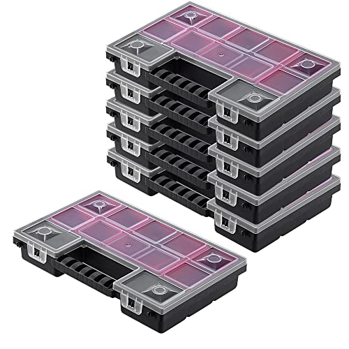 KADAX Organizer, Werkzeugkasten aus Kunststoff, Kleinteilmagazin mit transparentem Deckel, Kleinteilemagazin in verschiedenen Größen, Sortimentskasten (28x18cm / 6 Stück)