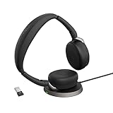 Jabra Evolve2 65 Flex - Schnurloses Stereo-Bluetooth-Headset mit geräuschunterdrückender Jabra ClearVoice Technologie und hybrider ANC - mit führenden UC-Plattformen kompatibel - Schwarz