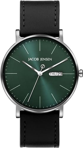 Jacob Jensen Armbanduhr Titanuhr ⌀40mm Armband Vegan schwarz Saphirglas 32164