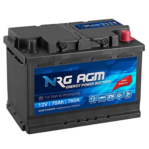 NRG AGM Autobatterie 70Ah 760A/EN 12V Start Stop Plus VRLA Batterie N70AGM