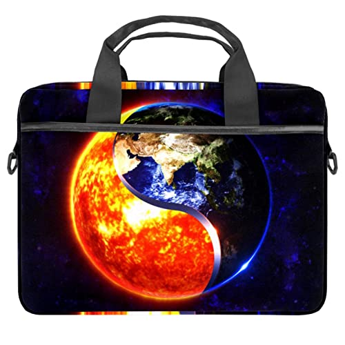 Sun and Earth Yin Yang Laptop Schulter Messenger Bag Crossbody Aktentasche Messenger Sleeve für 13 13,3 14,5 Zoll Laptop Tablet Schützen Tote Bag Case, mehrfarbig, 11x14.5x1.2in /28x36.8x3 cm