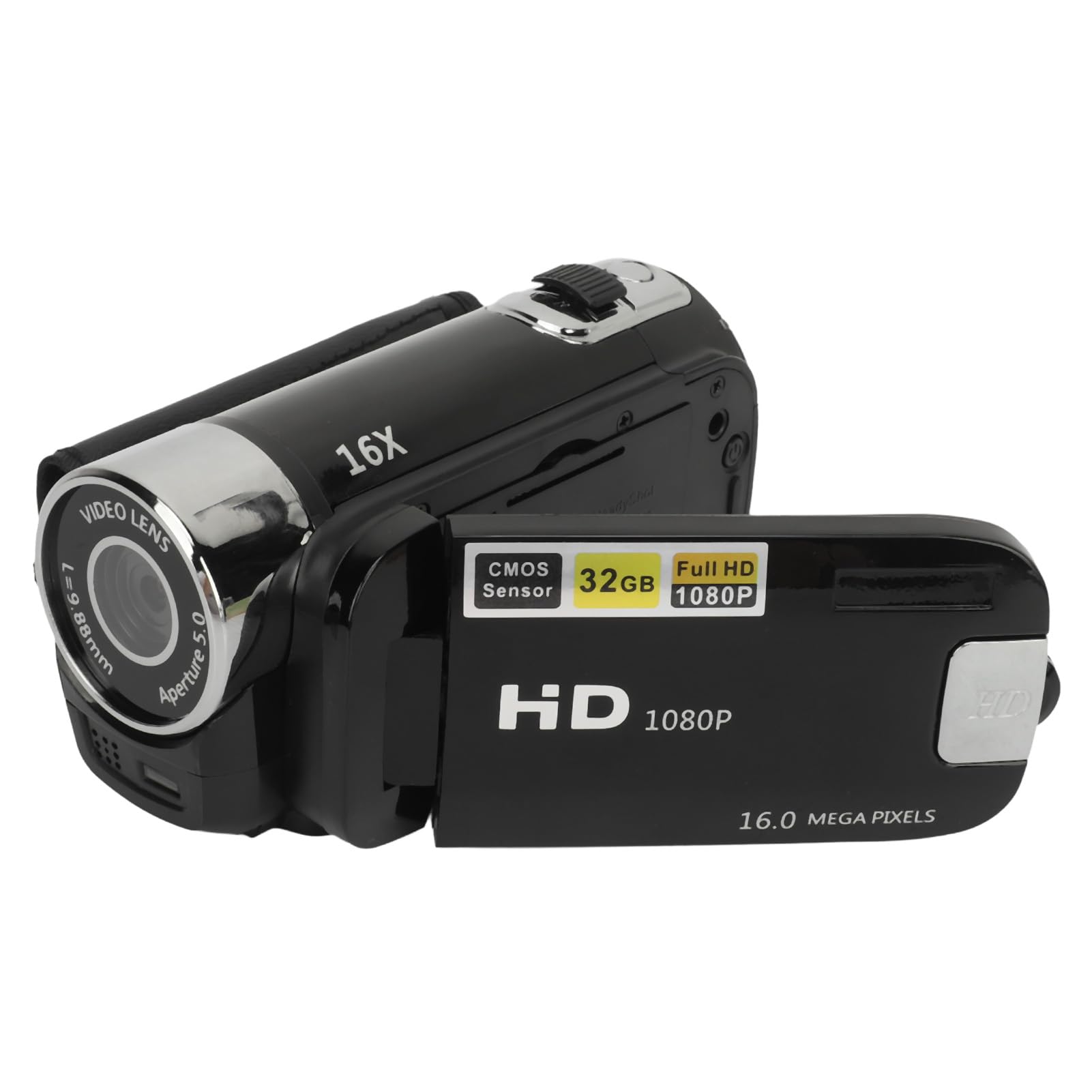 Digitalkamera 1080P, 16 MP, Kompakte Kleine Videokamera mit 16-fachem Digitalzoom, Anti-Shake, Loop-, 2,4 Zoll Drehbarer Bildschirm, Vlogging-Kamera für Teenager, Erwachsene,