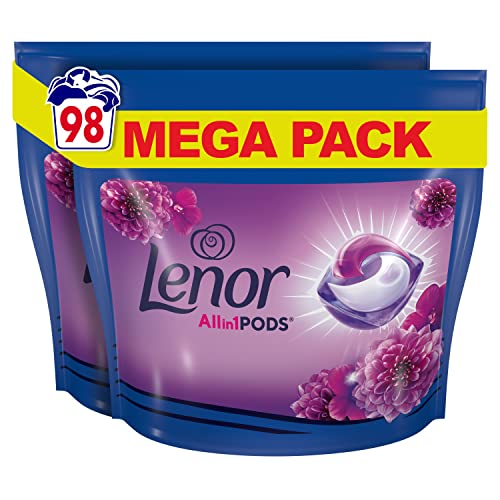Lenor Color Waschmittel Pods All-in-1, 98 Waschladungen (2x49), Amethyst Blütentraum mit Ultra Reinigungskraft