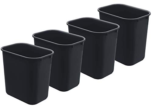 Acrimet Papierkorb, Schreibtisch-Mülleimer, 6,75 Gallonen/27 Quart/24 Liter (Plastik) (Schwarze Farbe) (Set aus 4)