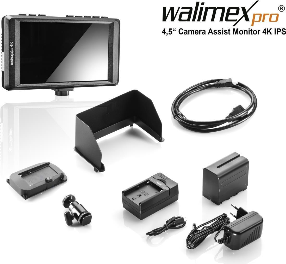 Walimex Pro 22030 Videomonitor für DSLRs 11.4cm 4.5 Zoll HDMI®, Kopfhörer (3.5mm Klinke)