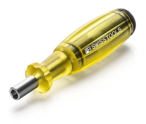 PB Swiss Tools Bithalter Schraubendreher PB 6464 | 100% Swiss Made | Gelber Schraubenzieher mit Bitmagazin für C6 Precision Bits