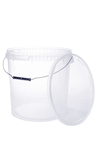 BenBow Eimer mit Deckel 4X 20l transparent - lebensmittelecht, stabil, luftdicht, auslaufsicher - Vorratsbehälter für Aufbewahrung aus Kunststoff, mit Metall-Henkel - leer, 4 Stück je 20 Liter