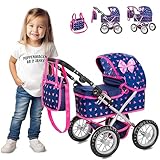 Kinderplay Puppenwagen ab 2 Jahre, Kinderwagen Puppen - Leichte und Stabile Konstruktion, Kinderpuppenwagen ab 3 Jahre, Höhenverstellbar von 33 bis 63 cm, Spielzeug Draussen, KP0261T