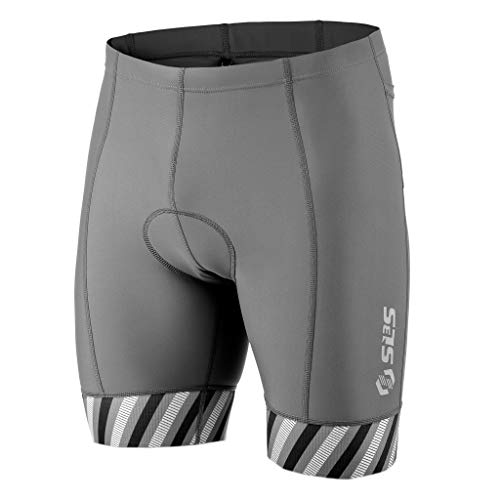 SLS3 Triathlon Hose Herren | Tri Shorts Kurz mit 2 Taschen | FRT 2.0 | Schwarz Designed by Athletes for Athletes (Gray/Gray Stripes, XL)
