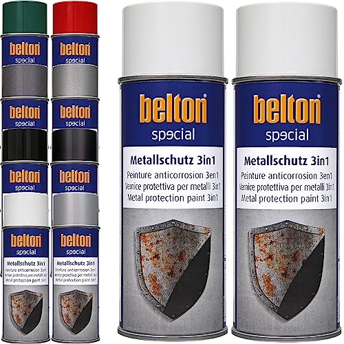 ECI 2x Belton Metallschutzlack 3in1 400 ml Metallschutzfarbe Schutzlack Rostschutzfarbe Rostschutzlack Farbe nach Wahl (Reinweiß)