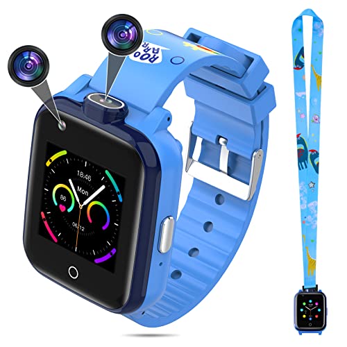 4G Smartwatch für Kinder Smart Watch kinderuhr mit GPS WiFi LBS Tracker,2 Kamera,SOS,Wecker, Jungen Mädchen Smartphone für Kids 3-12 Jahre (Blau)