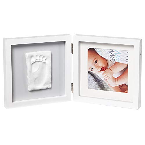 Baby Art - Bilderrahmen zweiteilig mit Gipsabdruck und Foto für Baby Fußabdruck oder Handabdruck, My Baby Style, eckig, crystal