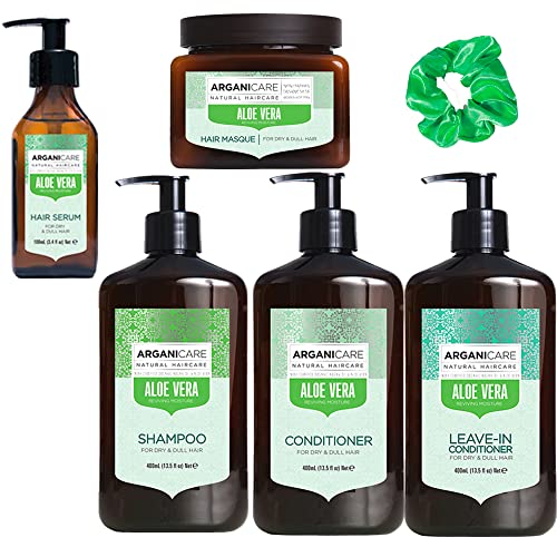 ARGANICARE - Aloe Vera Serie – 5 Reinigungsprodukte + 1 Haargummi in zufälliger Farbe