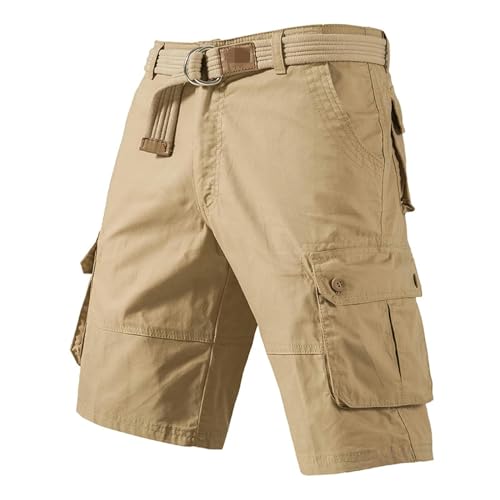 KOGORA Shorts Herren Cargo Knie -Shorts Männer Sport Shorts Plus Size Cotton Halbhosen Gerade Laufende Fitness -Shorts Hosen-khaki-40