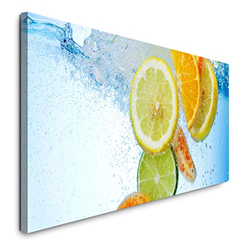 Paul Sinus Art GmbH Früchte im Wasser 120x 50cm Panorama Leinwand Bild XXL Format Wandbilder Wohnzimmer Wohnung Deko Kunstdrucke