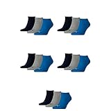 PUMA 15 Paar Sneaker Invisible Socken Gr. 35-49 Unisex für Damen Herren Füßlinge, Socken & Strümpfe:43-46, Farbe:277 - blue/grey mélange