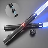 Lichtschwert, 15 Farben Lichtschwerter mit vibrierenden Metallgriffen, 2 in 1 LED Lichtschwert mit 3 Klänge Modi, Metallgriff | wiederaufladbare Batterie | Licht Burst-Modus (Schwarz Griff)