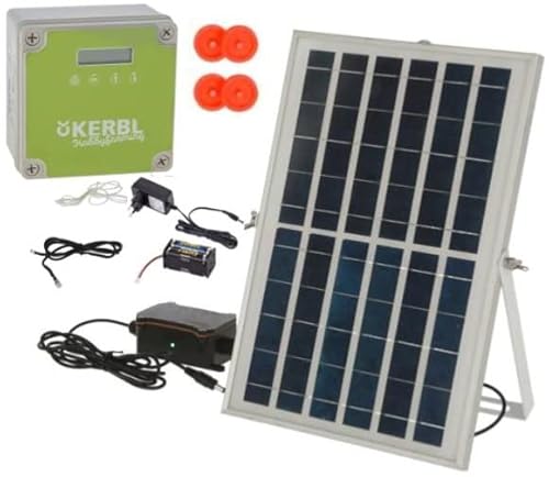 Cajou Automatische solar-betriebene Hühnertür, Hühnerklappe mit Lichtsensor und Zeitsteuerung (Motor mit Solarpanel OHNE Schieber)
