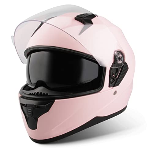 VINZ Kennet Integralhelm mit Sonnenblende | Motorrad Helm Vollvisierhelm Mopedhelm | Motorradhelm Full-Face Helme | für Damen | In Gr. XS-XL - Matt Rosa