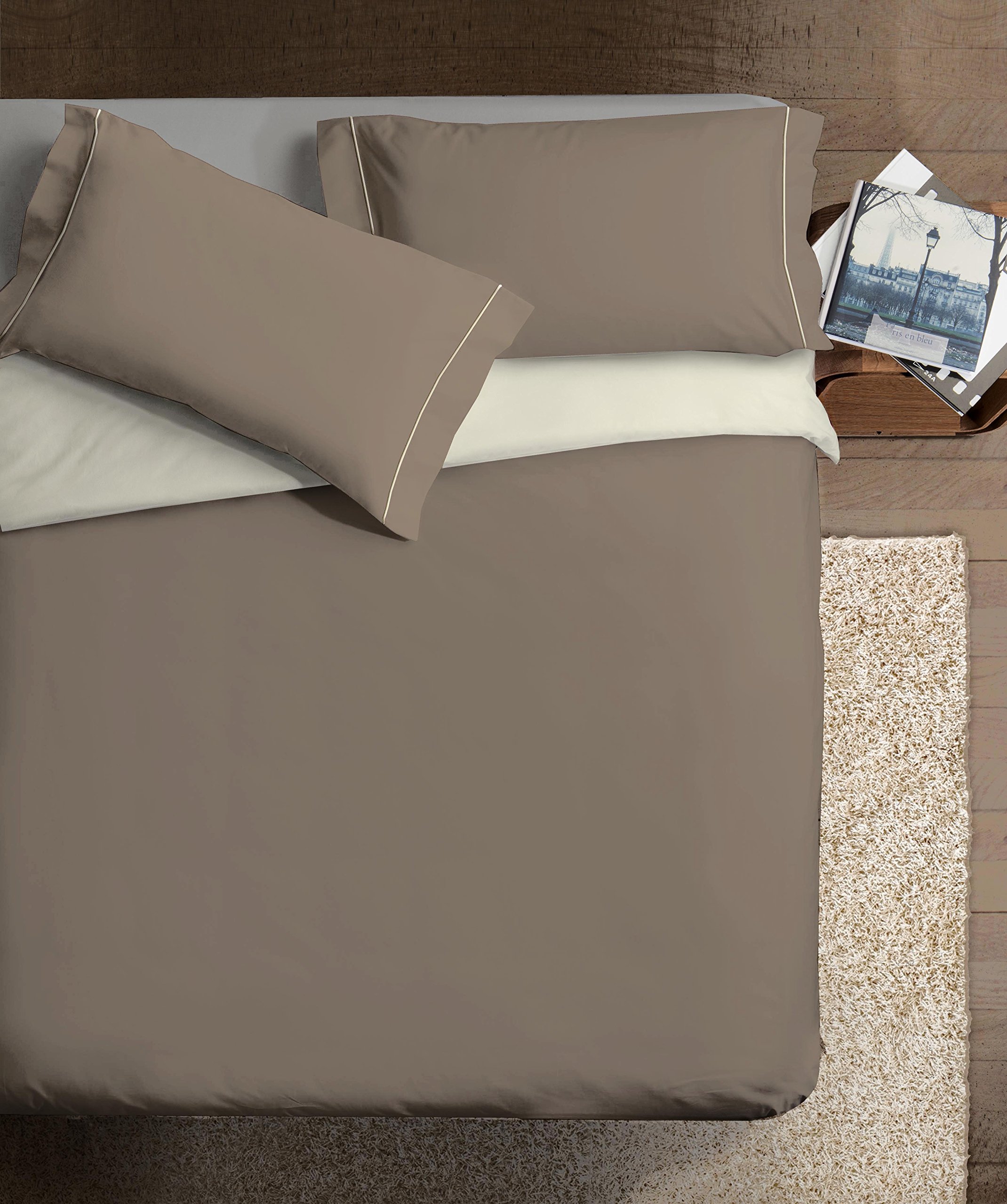Ipersan zweifarbig Bettbezug Taubengrau/beige cm. 255x240