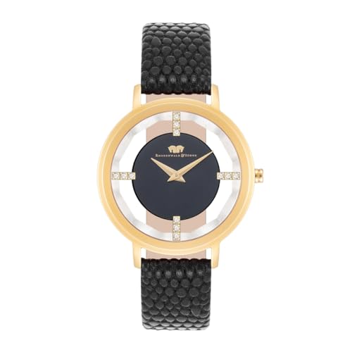 Rhodenwald & Söhne Damen Uhr analog Japan Quarzwerk mit Echtleder schwarz Armband 10010423