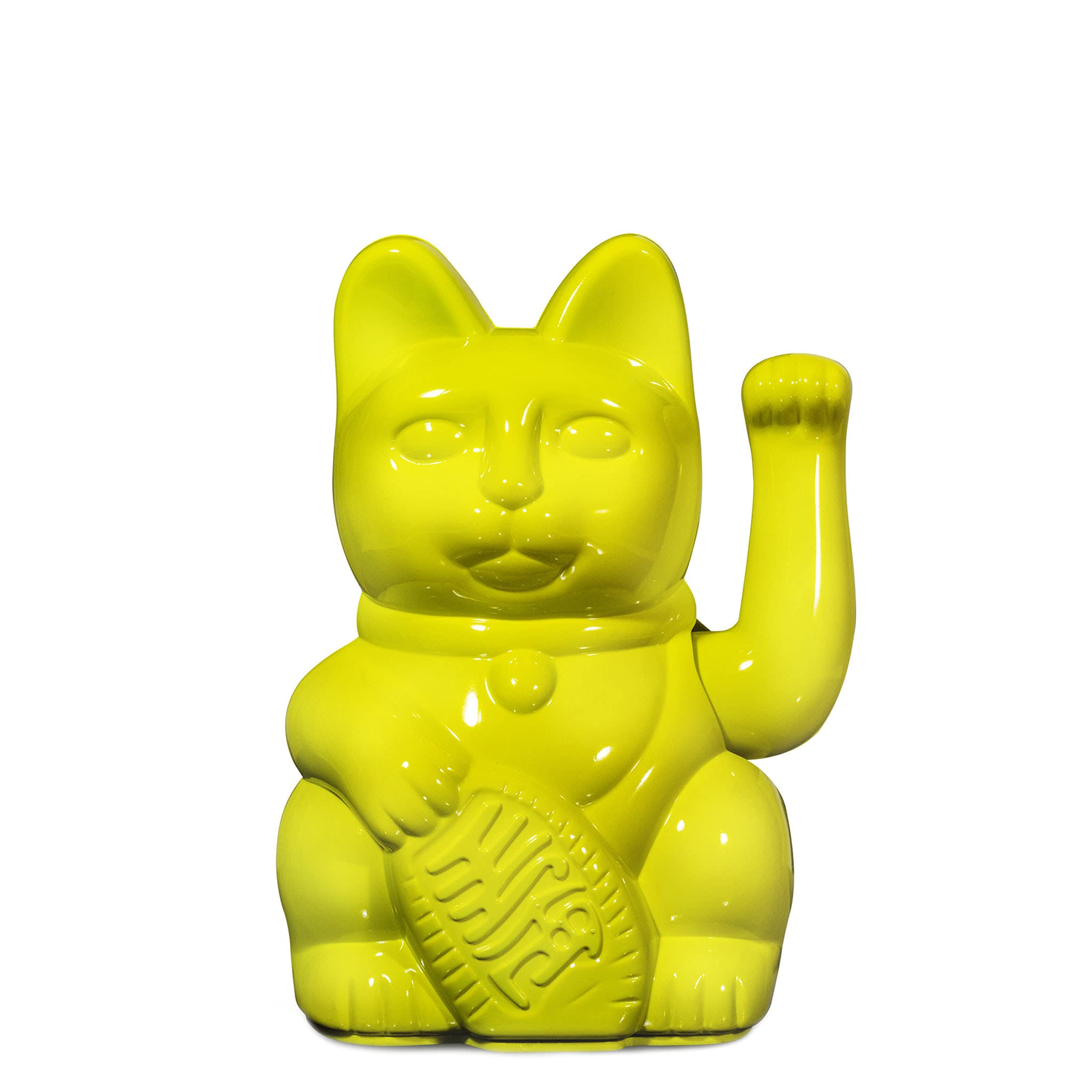 DONKEY Lucky Cat Special Edition | Miami Nights Glossy Yellow - Glänzend gelbe Winkekatze in hochwertiger Geschenkverpackung