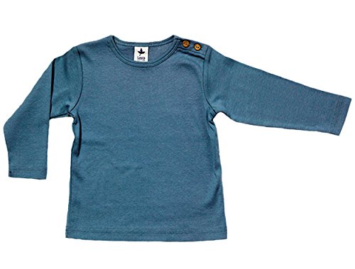 Leela Cotton Baby Kinder Langarmshirt Bio-Baumwolle GOTS 13 Farben T-Shirt Shirt Jungen Mädchen Gr. 50/56 bis 140 (86/92, Taubenblau)