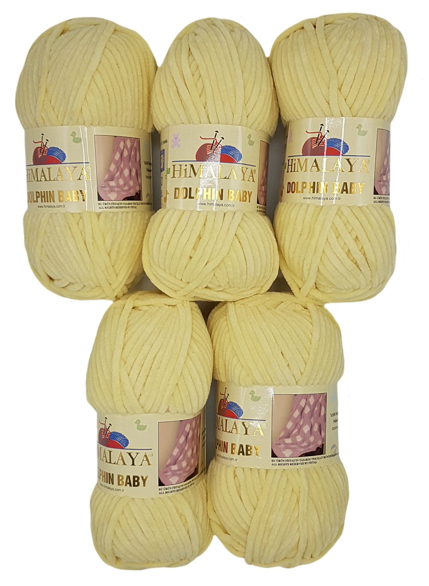 Himalaya Dolphin Strickgarn, 5 x 100 g, Babywolle, 500 g Wolle Super Bulky 600 m (Creme 80302)