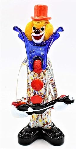 Clown aus Murano-Glas, Höhe 20 cm, hergestellt in Italien, F450, mit Gitarre