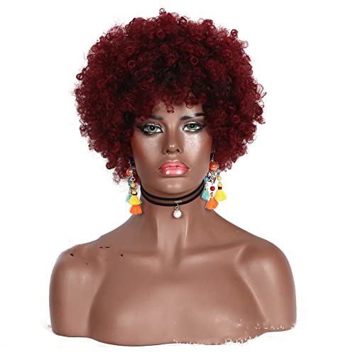 Perücke for Frauen Afro Kinky Curly Hair Perücke mit Pony Glueless Synthetic Afro Perücken Charmant for Party (Size : Color H)