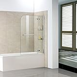 120x140cm Duschabtrennung Duschwand Badewannenaufsatz Badewannenfaltwand mit Handtuchhalter Eckregal H2S-HB12