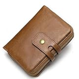 VKEID Geldbörsen Bifold Wallet Herren Mini Short Wallet Leder Kreditkarteninhaber Geldbörse Herren-Geldbörse (Color : Brown, Size : 9x12.5x4cm)