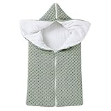Yuehuam Babyschlafsack mit Reißverschluss, dicker, warmer Samt, einfarbig, weiche Decke mit Kapuze, multifunktional, für Kinder von 0-12 Monaten Medio grün