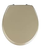 WENKO WC-Sitz Prima Sandbeige Matt, hochwertiger Retro-Stil Toilettensitz, WC-Deckel inkl. Wandpuffer & rostfreier Edelstahlbefestigung, Spülkastengeeignet, Toilettenbrille aus MDF, 37 x 41 cm