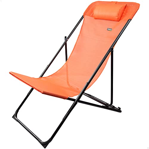 AKTIVE 61104 Klapp-und Liegestuhl, Metall Textilene, orange