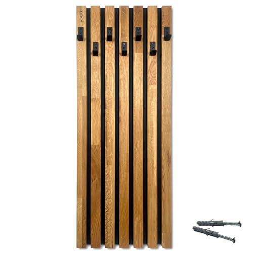 FLEXISTYLE Kleiderhaken wand Wandgarderobe Garderobe Holz Eiche Lamellen Schwarz modular Höhe 98cm (Hauptmodul A 40cm)