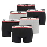 6er Pack Herren Levis SPRTSWR Logo Boxer Brief Boxershorts Unterwäsche Pants, Farbe:Black/Grey Melange, Bekleidungsgröße:XXL