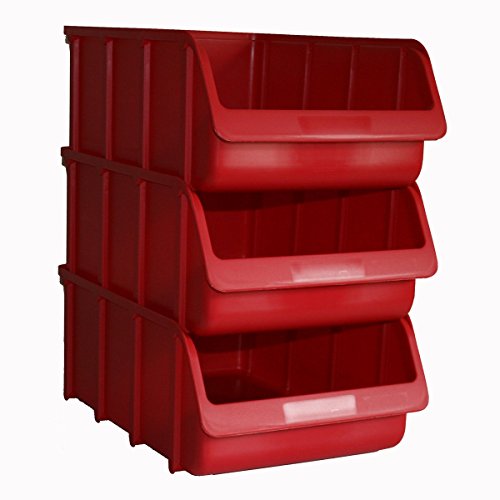 3x Profi Sichtboxen PP Größe 5 rot NEU Stapelbox Sicht-Lagerbox Boxen Sichtbox