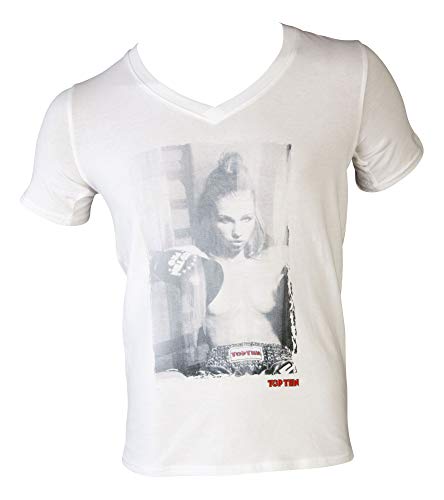 T-Shirt mit V-Ausschnitt „Ringgirl sitzend“ - Frauen, Weiss, Gr. XS